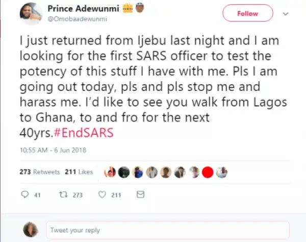 Man Begs SARS To Arrest Him So He Can Test His Ijebu Juju